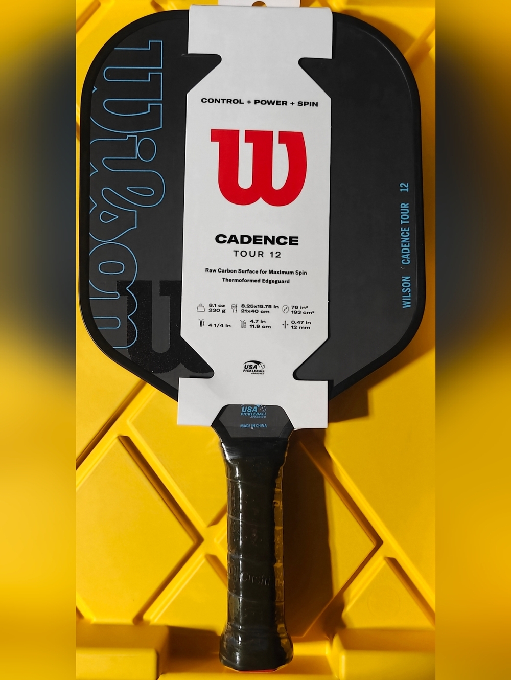 Wilson Cadence Tour 12 Pickleball Paddle - Black and White with Red Logo
